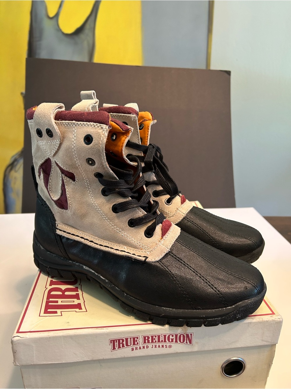 True Religion Black, Beige, Burgundy Duck Boots
